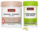 Swisse Liver Detox Milk Thistle & Calcium + Vitamin D Bundle – Liver Health, Bone Strength & Daily Wellness Support for Men & Women