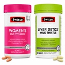 Swisse Women’s Multivitamin & Liver Detox Bundle – Daily Vitamins, Energy, Immunity & Milk Thistle Liver Support for Women
