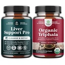 Bundle of Pro Liver Support Supplement - 2X More Effective than Milk Thistle - Cleanse Detox & Repair Support and Digestive Triphala Capsules Organic Complex - Organic Triphala Colon Cleanser & Detox