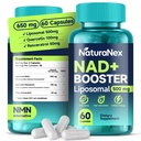 Liposomal NAD+ Supplement 650mg, NAD+, Resveratrol & Quercetin Complex for Cellular Energy, Third-Party Tested, NMN Supplement Alternative, 60 Capsules