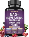 NAD Resveratrol Supplement for Women & Men. Support Cellular Health, Energy + Healthy Aging. Advanced Formula, Plus Third-Party Lab Tested in USA (60 Capsules)