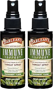 Barlean 2 Pack Olive Leaf Complex Lroat Spray με μέντα, λεμόνι, και φασκόμηλο για Ichy Lroat Relief, ανοσοποιητικό συμπλήρωμα υποστήριξης, υγρό εκχύλισμα ανάμειξης, 1,5 oz