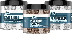 Earthborn Elements Pine Bark, L-Arginine, & L-Citrulline Capsule Bundle, 200 Capsules Each, Pure & Undiluted, No Additives