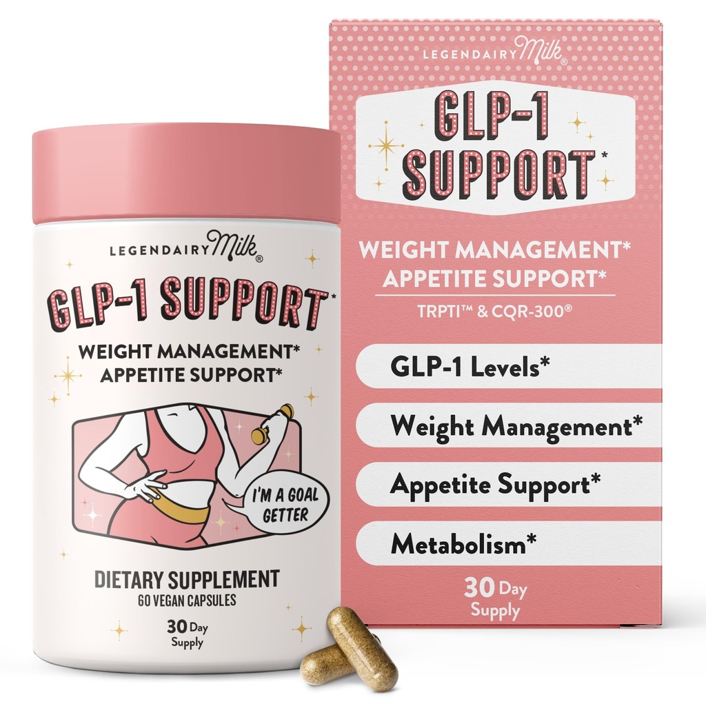 GLP-1 Plus Supplement for Weight Management Appetite Control for Women w Trpti OEA, CQR-300 & Chromium, Supports Natural Fullness Signals & Hunger, Metabolism Support Supplement Legendairy Milk 1-Pack