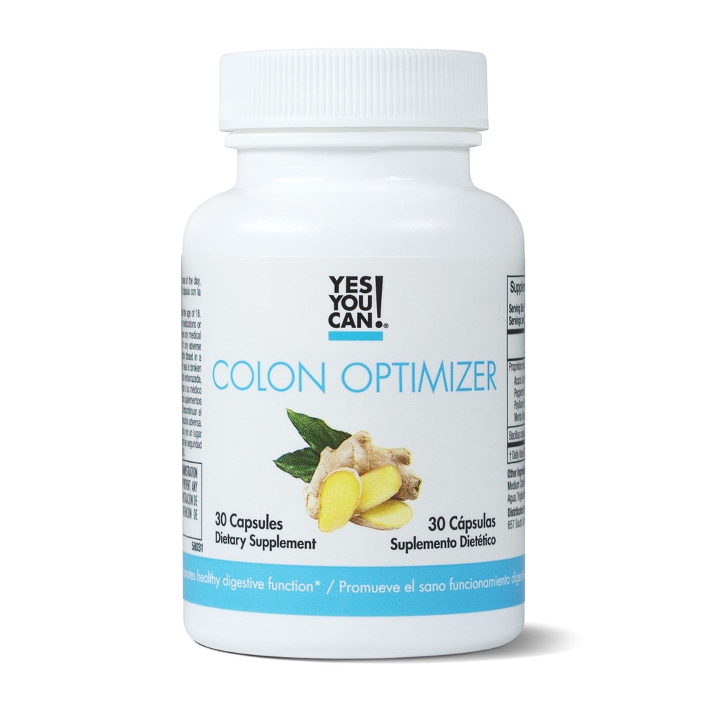 Yes You Can! Probiotics Colon Optimizer Supplement - Gut Health and Stomach Supplement for Men and Women, Organic Probiotics with Ginger and Peppermint for Digestive Health, 30 Capsules - 1 Pack