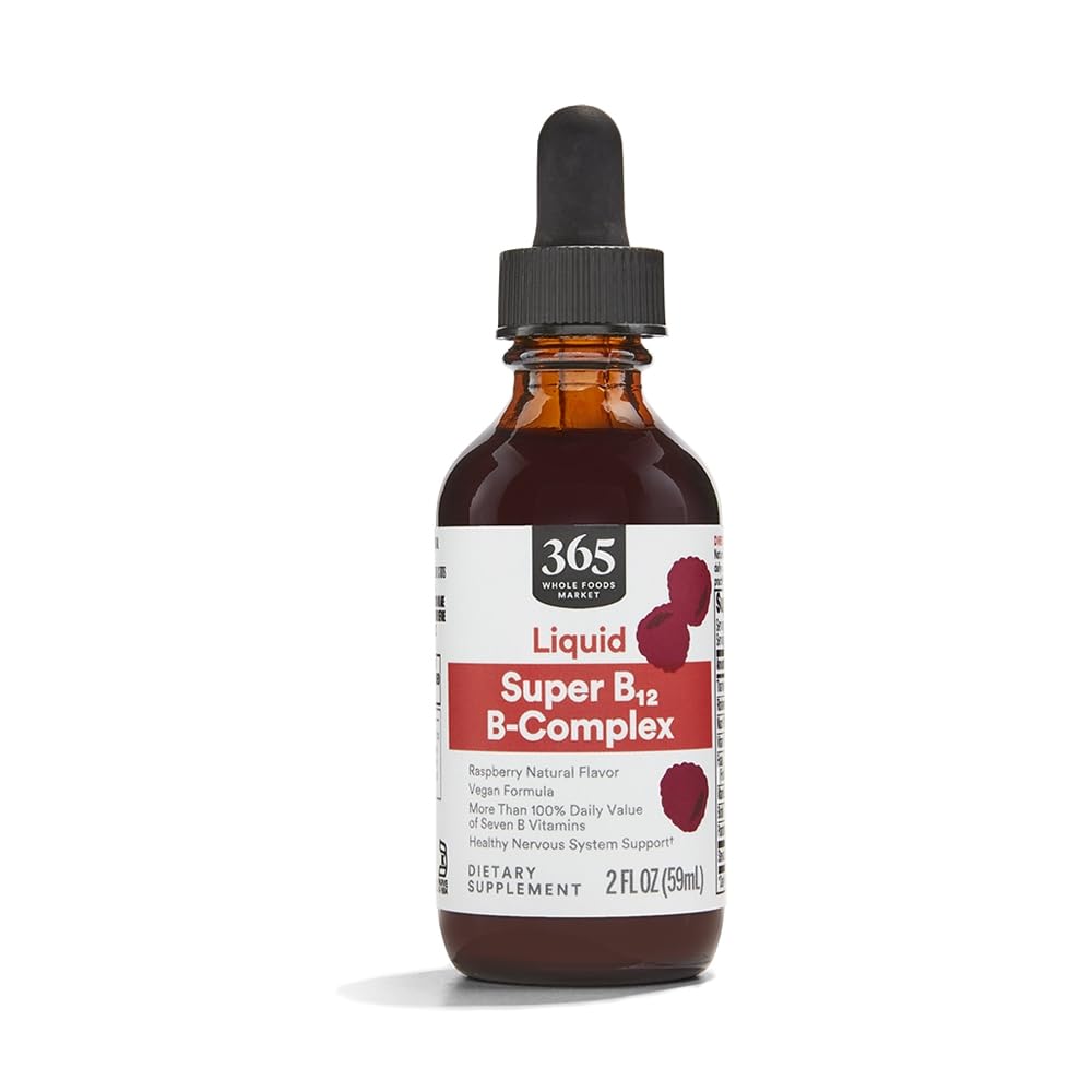 365 από το Whole Foods Market, Super B-12 B-Complex Liquid Supplement, Raspberry Natural Flavor, Vegan, 2 Fl Oz