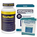Macuhealth Triple Carotenoid Eye Vitamins for Adults with Lutein, Zeaxanthin & Meso-Zeaxanthin (3-Month Supply) and MacuWipes Sensitive Pre-Moistened Eyelid Wipes with Tea Tree Oil - 20 Count