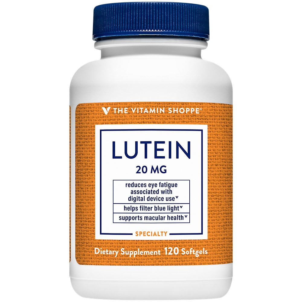 The Vitamin Shoppe Lutein 20 MG - Eye Health, Vision Support & Blue Light Protection, Carotenoid Antioxidant (120 Softgels)