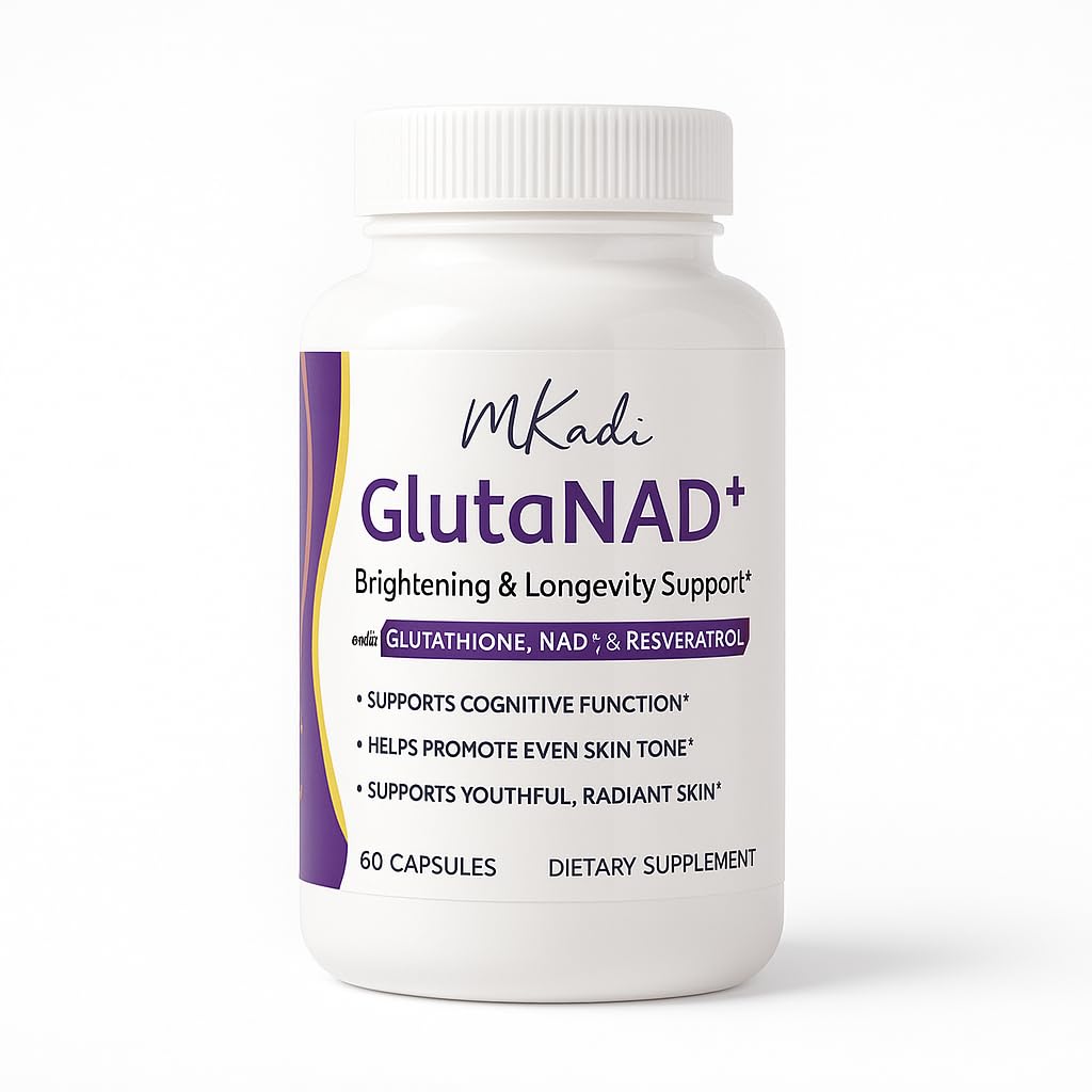 GlutaNAD+ Brightening & Longevity Support, L-Glutathione & NAD+ Antioxidant Complex, Skin Glow, Cellular Energy & Healthy Aging, 60 Vegan Capsules NAD Plus