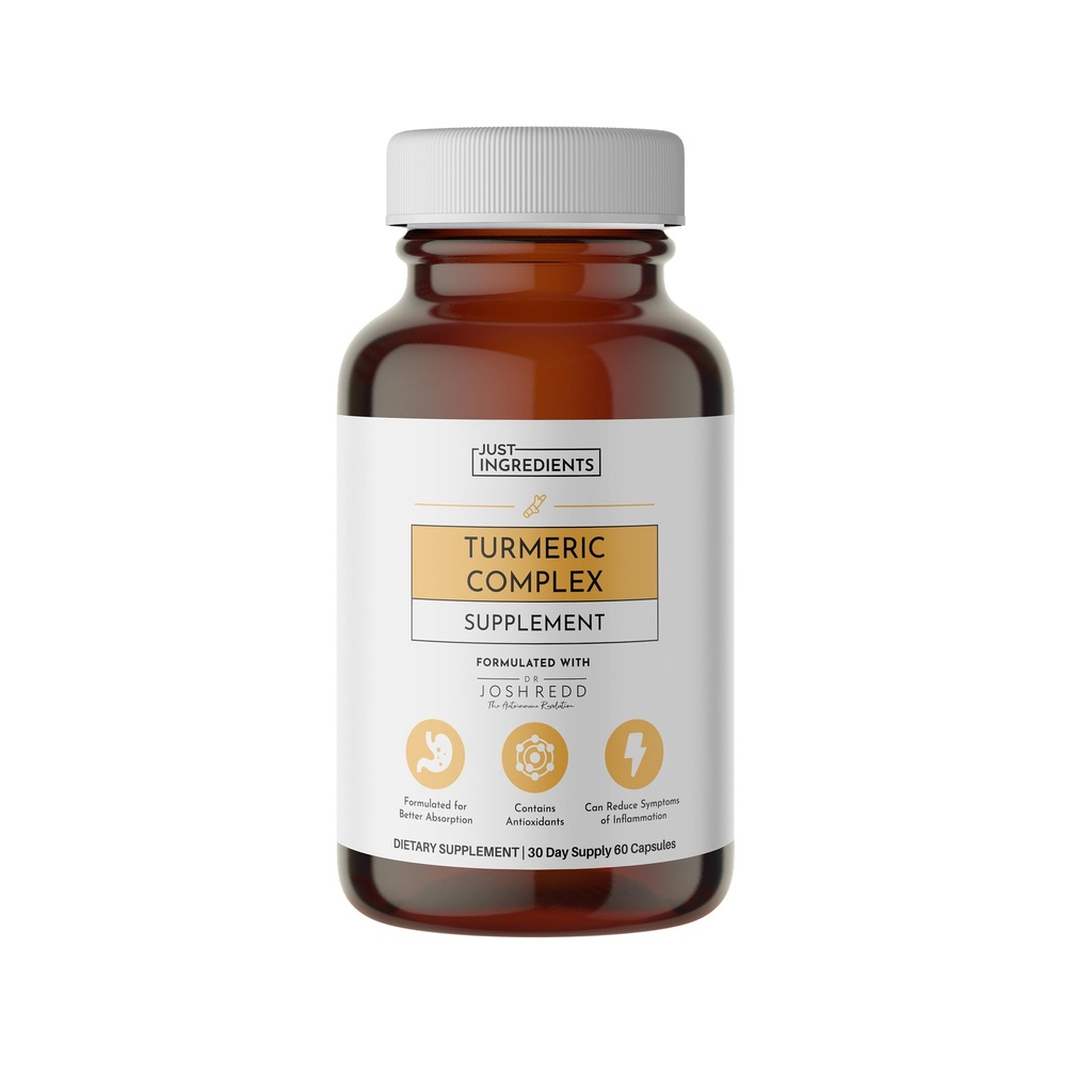 JUST Ingredients Turmeric Complex Supplement Organic Turmeric Extract with Resveratrol, Boswellia & Black Pepper Supports Joint Comfort, Antioxidant & Inflammatory Response 60 Capsules