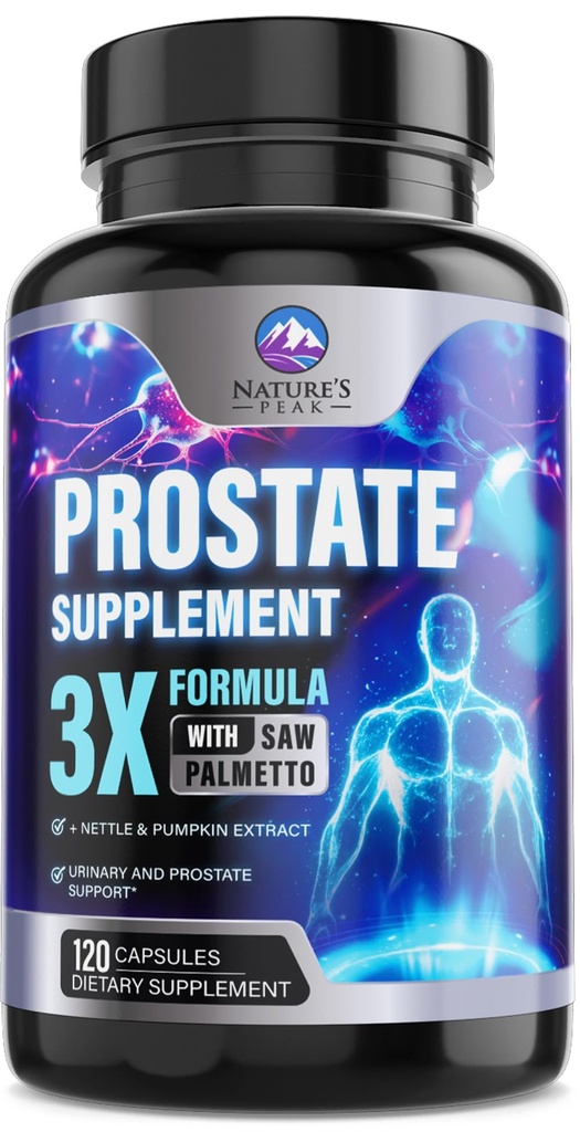 Prostate Health Supplements for Men - 3X Strength with Saw Palmetto Blend Stinging Nettle Root & Pumpkin Seed Support Complex - Supports Bathroom Trips Prostate & Urinary Health - 120 Capsules