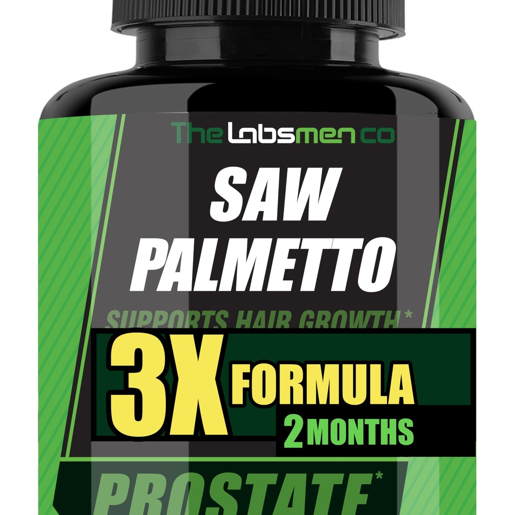 3X Formula Natural Prostate Health Supplements for Men - Saw Palmetto Reduce Nighttime Bathroom Trips + Hair Growth/Hair Loss Prevention, 2-Mons (60 Count (Pack of 1))