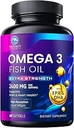 Ωμέγα 3 Fish Oil 2400 mg συμπλήρωμα, επαρκώς πηγασμένη, τριπλή δύναμη Omega-3 συμπλήρωμα Softgels, Brain Health Support, EPA & DHA Fish Oil λιπαρά οξέα συμπληρώματα, γλουτένη & GMO δωρεάν, 60 Softgels