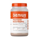 The Genius Brand Protein Powder - Chocolate + Adaptogenic Mushroom Blend - Plant-Based Protein with Turkey Tail for Gut Health - Daily Muscle Recovery & Immune Support - 20 Servings