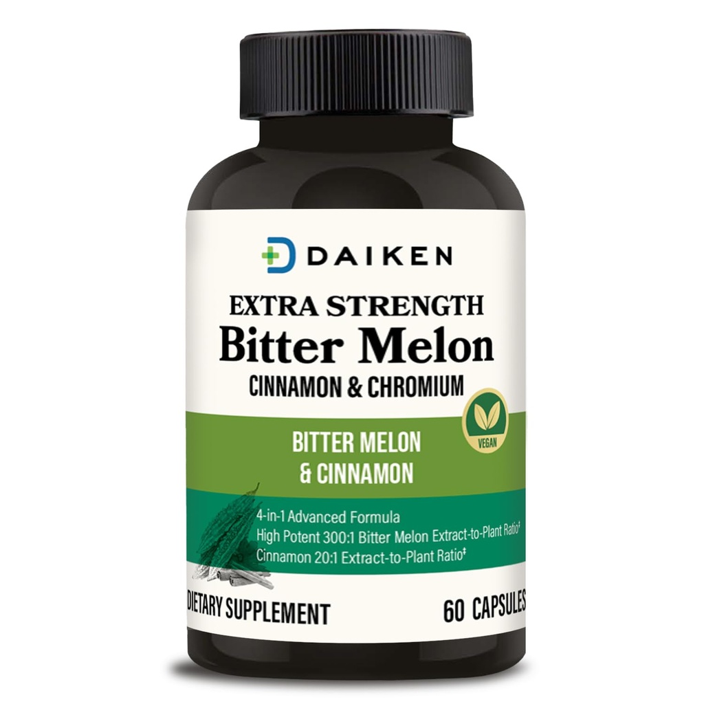 DAIKEN Πικάντικη Μελόνη, Κανέλα & Χρώμιο, 90.000 mg Ισοδύναμο ανά υπηρεσία επιπλέον δύναμη, 100% κάψουλες χορτοφαγικής πικάντικης πεπονιάς με κανέλα Χρώμιο & ψευδάργυρο, 60 κάψουλες