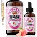 Well&Whole Thyroid Drops for Women – Iodine 150mcg with Selenium & Zinc – Liquid Metabolism & Energy Wellness Formula – Herbal Thyroid Nutrient Complex, Peach Flavor