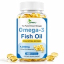 Omega-3 Fish Oil Supplements 4200mg– Triple Strength, Mini Softgels, High Purity EPA & DHA for Brain, Heart & Eye Health, Wild-Caught, Burpless, Non-GMO, Third-Party Tested | 150 Softgels