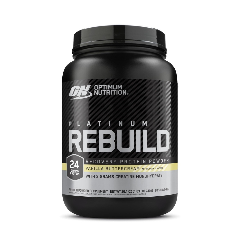 Βέλτιστη διατροφή Platinum Rebuild, Premium Platinum Blend Protein Powder με Creatine, Vanilla Buttercream, 20 υπηρεσίες