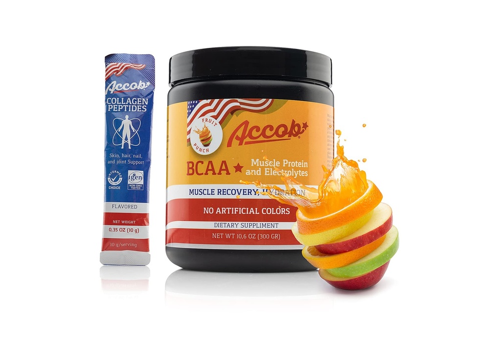 BCAA Φρούτα σε σκόνη Punch-Pre ή μετά την προπόνηση, Muscle Recovery Drink with Amino Acids + Electrolytes,7,2g BCCAs για άνδρες και γυναίκες-30 εξυπηρετεί +10g Collagen Peptides