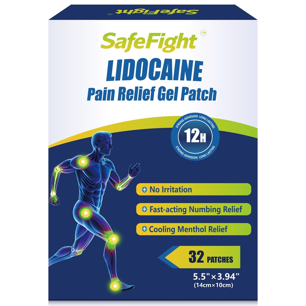 4% Lidocaine Pain Relief Patches 32 Count – Maximum OTC Strength, Fast-Acting Targeted Relief, for Back, Neck, Shoulder, Joint & Muscle Pain
