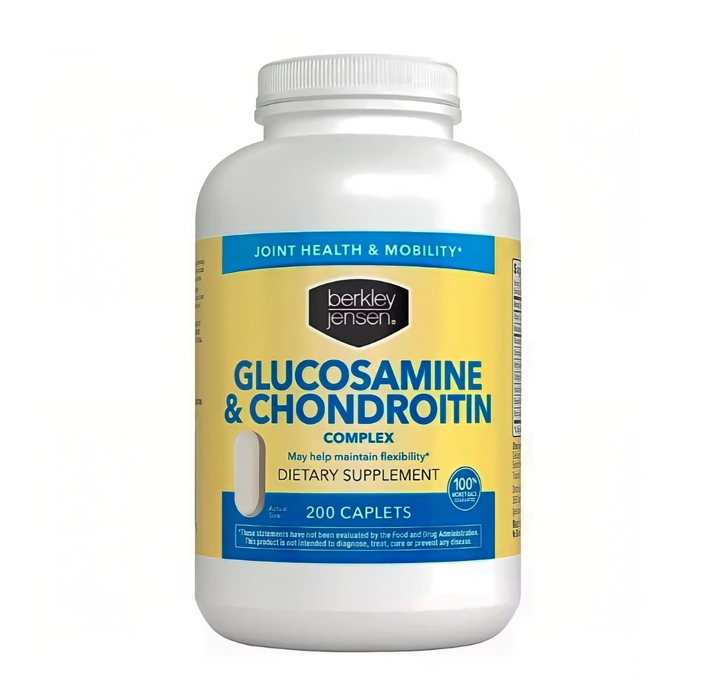 Berkley Jensen Glucosamine Chondroitin MSM Boswellia Complex - Triple Strength Advanced Dietary Supplement for Joints, Ligaments, Tendons, Bones, Connective Tissue Support, 200 Caplets (Pack of 1)