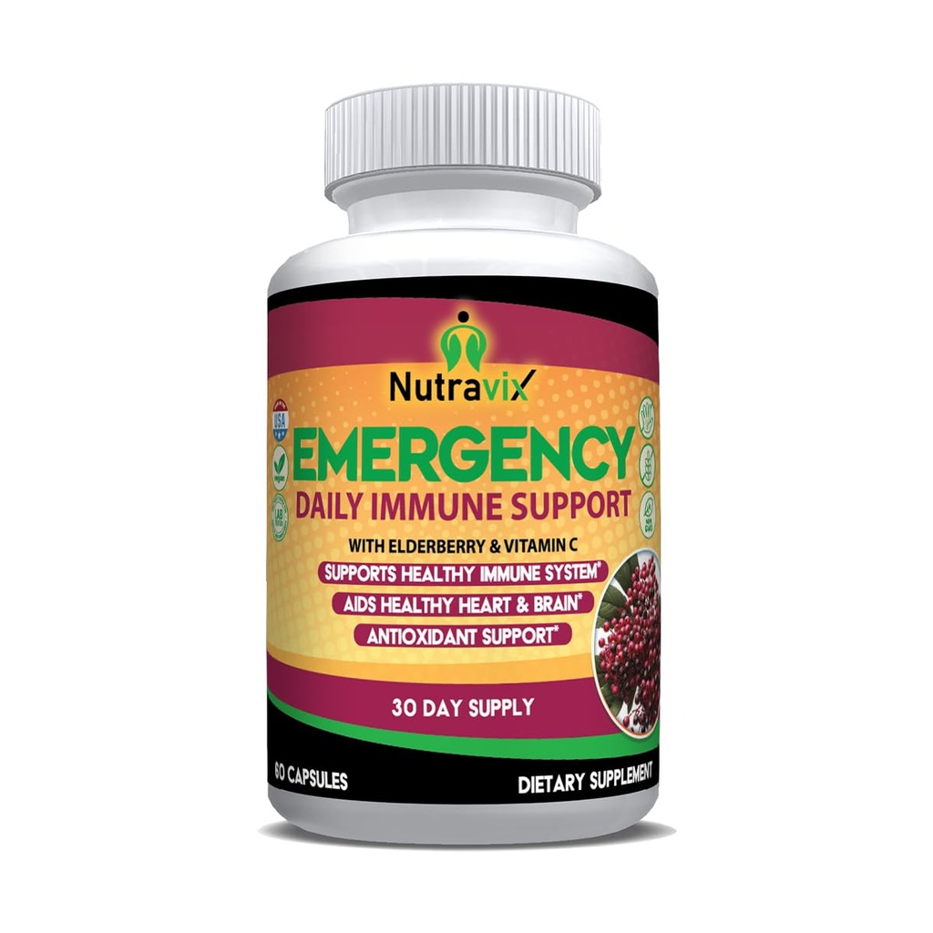 Elderberry Immune Support 300mg – Sambucus Nigra with Vitamin C, Zinc, Echinacea, Turmeric & Garlic – Antioxidant Immune Support Supplement – 60 Vegan Capsules, Non-GMO, Made in USA
