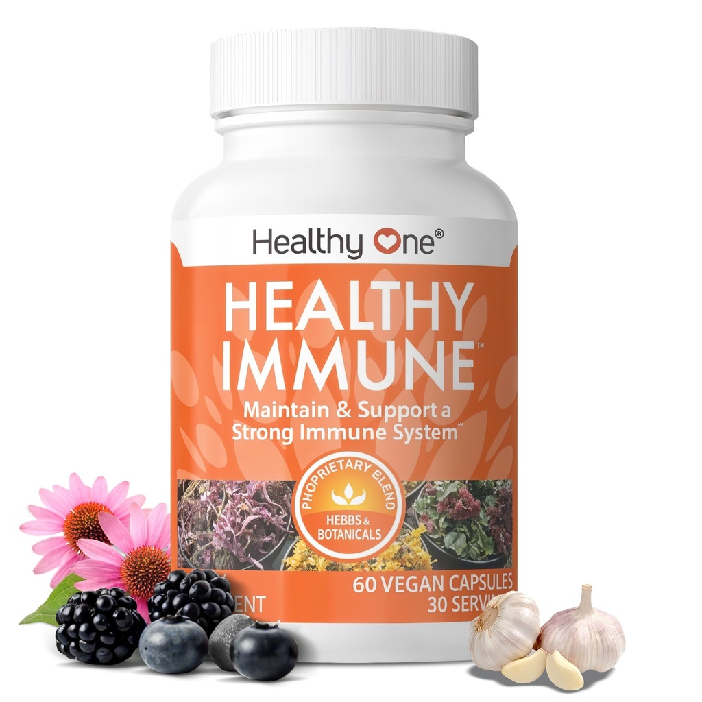 Healthy Immune - 10 in 1 Formula - Cold & Flu Virus - Sick & Illness - Covid -Elderberry - Echinacea - Vitamin C - Zinc - Garlic - Reishi - Andrographis - Astragulus - Antioxidants - Immunity - 60 ct