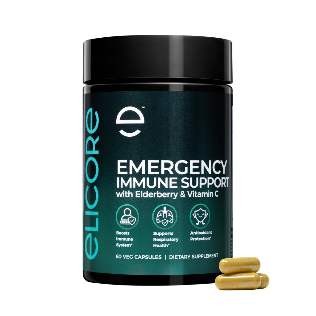 Premium Emergency Immune Support Supplement – Immune Booster for Adults – Vitamin C, E, B6, Zinc, Elderberry, Echinacea, Garlic & Turmeric – Gluten Free, Vegan Friendly – 60 Capsules