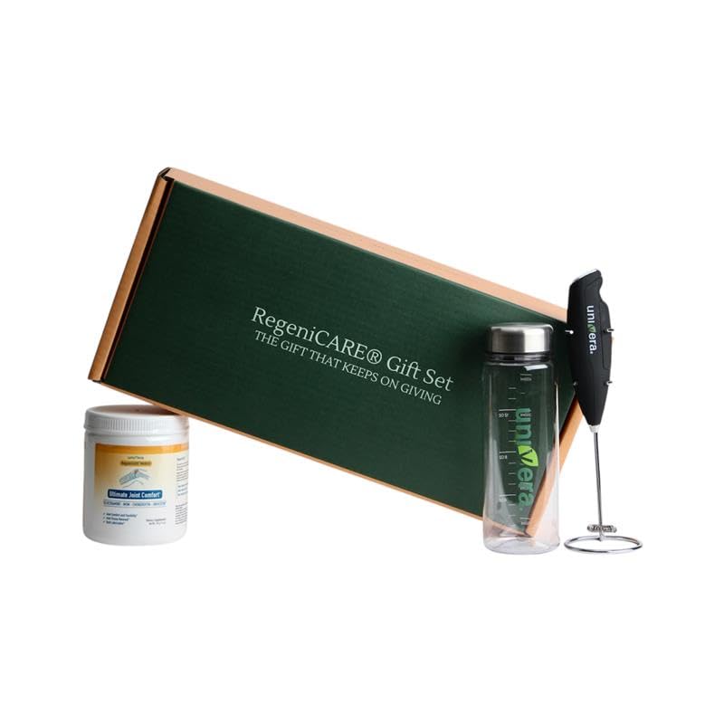 Univera RegeniCARE Joint Support Supplement Gift Set, Glucosamine Chondroitin MSM Powder Drink Mix, Joint Supplement for Mobility & Flexibility, Mango Flavor with Bottle & Frother, 30 Servings