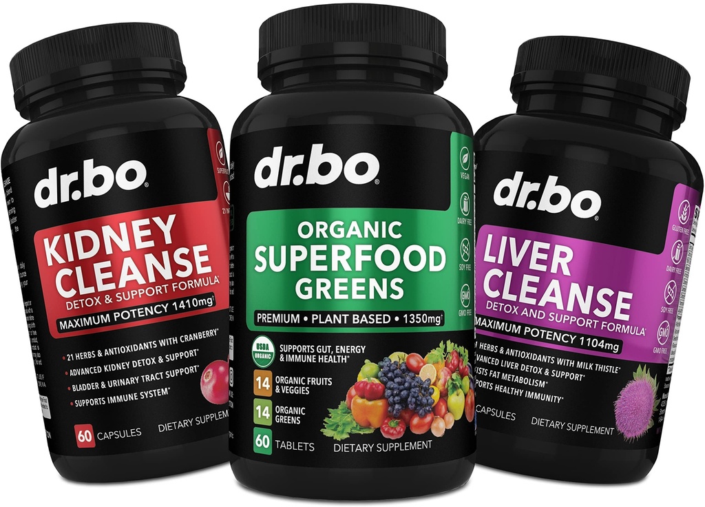 Βιολογικά Superfood Πράσινα & Συμπληρώματα φρούτων - Liver Kidney Cleanse Detox Supplement Υποστήριξη - Πράσινο Veggie Powder Blend Φυτικά Τρόφιμα & Βοήθεια για την επισκευή νεφρών, Ελέγχου της ουροδόχου κύστης & Ουρολοίμωξης Υγεία