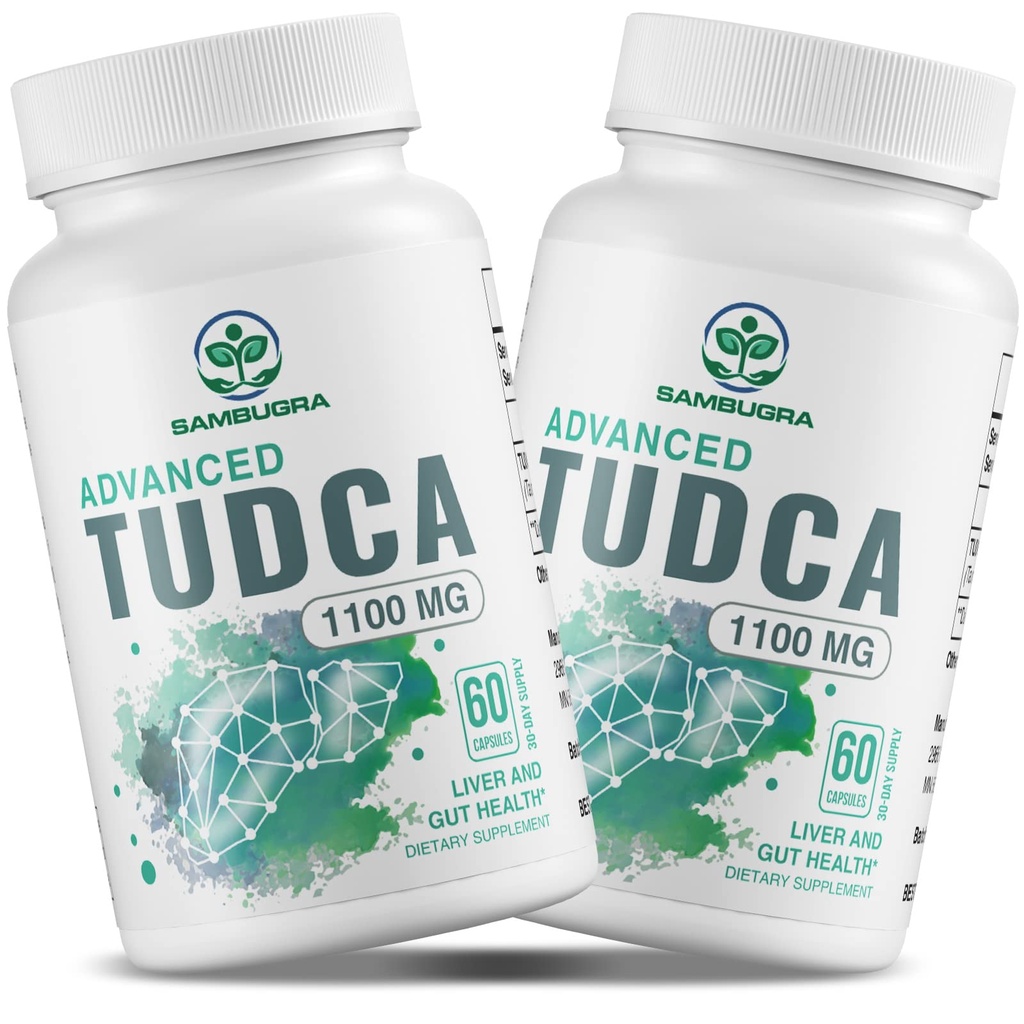 Συμπληρώματα TUDCA 1100mg, 3ο δοκιμασμένο μέρος συμπλήρωμα ήπατος TUDCA για το ήπαρ καθαρισμού Detox και την επισκευή, υπέρ-δύναμη Bile Salt Liver Support, 120 κάψουλες (πακέτο του 2)