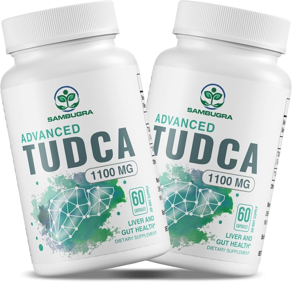Συμπληρώματα TUDCA 1100mg, 3ο δοκιμασμένο μέρος συμπλήρωμα ήπατος TUDCA για το ήπαρ καθαρισμού Detox και την επισκευή, υπέρ-δύναμη Bile Salt Liver Support, 120 κάψουλες (πακέτο του 2)