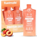 Peach Liquid Collagen Easy Protein Shots - 15g Protein + 22 Amino Acids - Hydrolyzed Bovine Collagen Peptides for Recovery, Skin, Hair & Joints - 10 x 1.29oz - Sugar, Dairy & Gluten Free