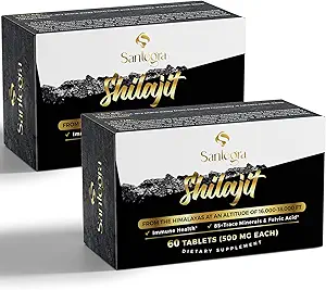 30.000 MG Shilajit Tablets, 100% Shilajit Pure Tablets για γυναίκες & άνδρες, Ιμαλαΐα Βιολογικά, Fulvic Acid & 85+ Trace Minerals, Resin Supplement for Energy and Immune System, 120 Counts