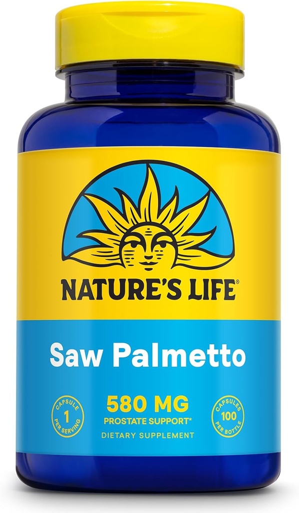 Nature's Life Saw Palmetto for Men 580mg - Traditional Prostate Supplement - Ανδρική Υγεία, Προστάτης και Ουρολοίμωξη Υποστήριξη w/Beta Sitosterol Plant Sterols, 60-Day εγγύηση, 100 Serv, 100 κάψουλες