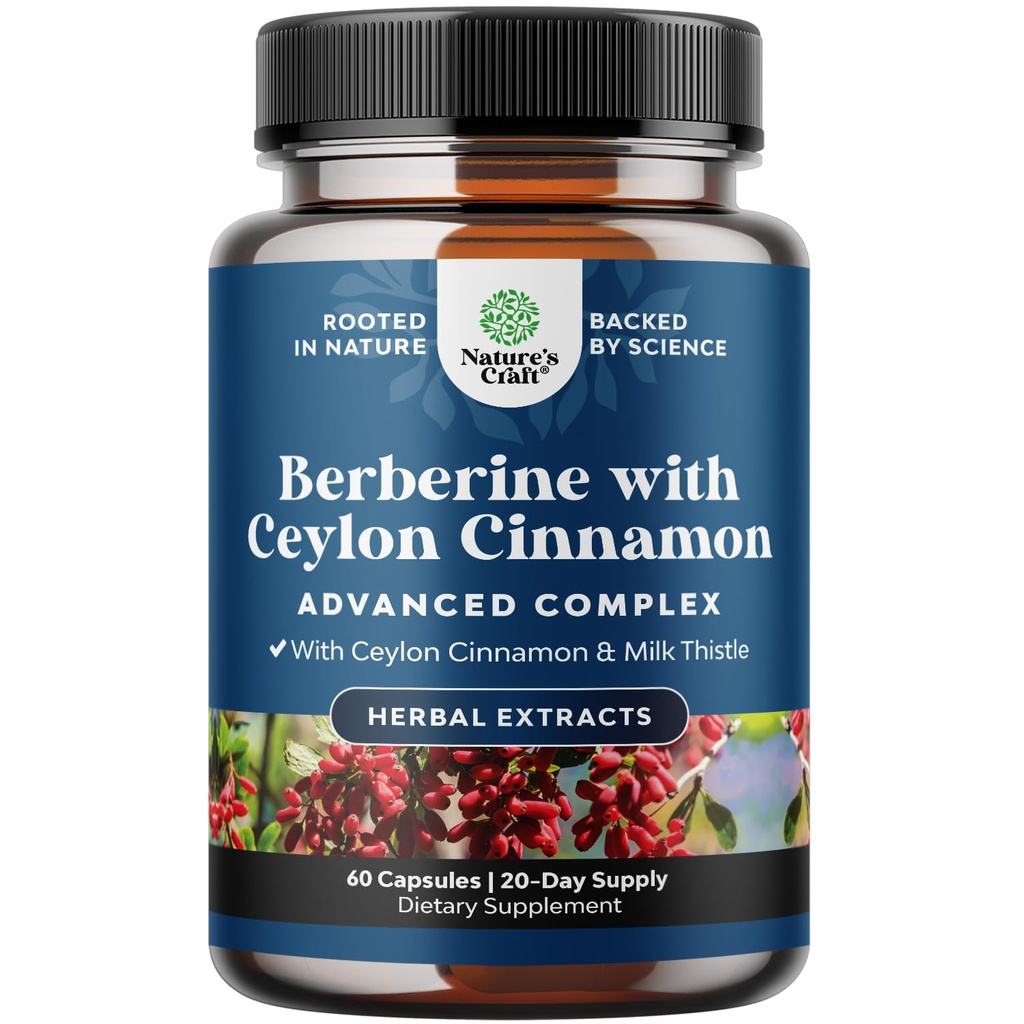 Balancing Berberine Plus 1200mg Per Serving Complex - Αντιοξειδωτική Βερβερίνη με κάψουλες Κεϋλάνης Κανέλας Plus Silymarin Milk Thittle Extract - Ενεργό PK για την υγεία της καρδιάς και την υποστήριξη ζάχαρης 60 κάψουλες