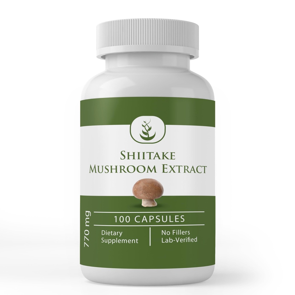 Αμιγώς πρωτότυπα συστατικά Shiitake Mushroom Extract (100 κάψουλες) Πάντα καθαρό, χωρίς πρόσθετα ή πληρωτικά, Εργαστήριο Επαληθευμένο