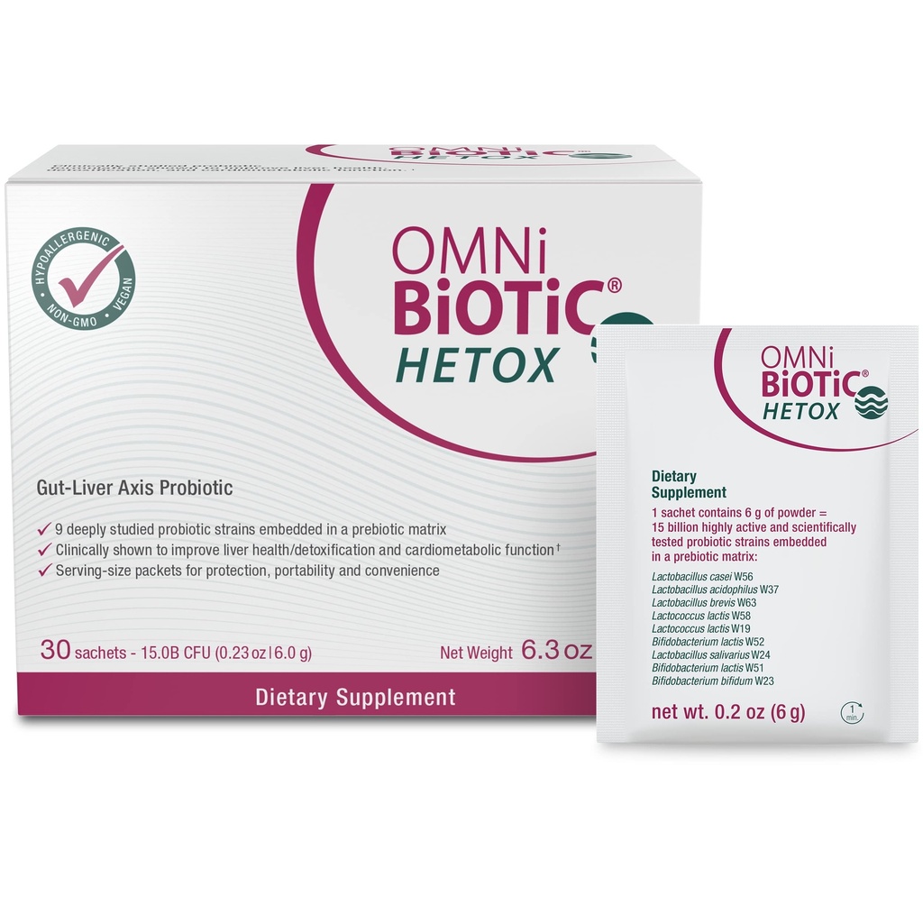 OMNi BiOTiC HETOX Probiotic Liver Detox - Bifidobacterium & Lactobacillus Probiotic Supplement - Υποαλλεργική υποστήριξη Gut-Liver - Μη-GMO Detox Cleanse για άνδρες και γυναίκες