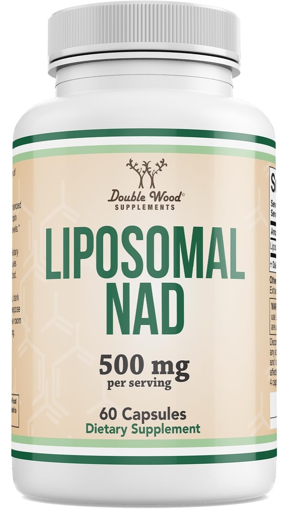 Liposomal NAD Supplement for Anti Aging and Cell Support (500mg of Liposomal NAD+ Per Serving, 30 Day Supply) - Third Party Tested, Vegan Safe, Non-GMO by Double Wood