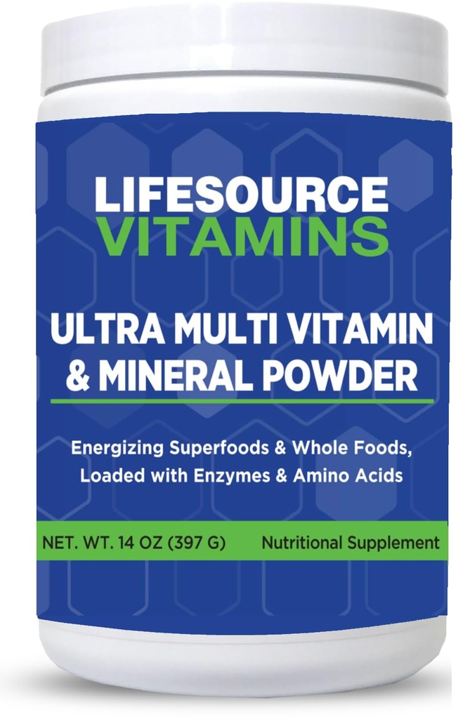 LifeSource Βιταμίνες Ultra Multi Vitamin & Mineral Powder - Ολόκληρα τρόφιμα με βάση - 30 ημέρες προσφοράς
