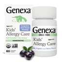 Genexa Kids Allergy Care | Drug Free, Non-Drowsy Children's Allergy & Decongestant Remedy | Vegan & Non-GMO | Homeopathic Relief Made Clean | Organic Acai Berry Flavor | 60 Chewable Tablets Ages 3-11