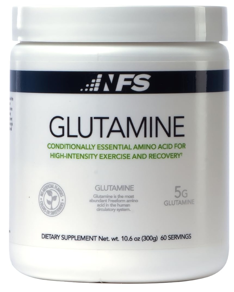 ​​NF Sports Pure Glutamine Powder for Muscle Recovery, Immunity Support & Focus - L-Glutamine Powder for Women/Men. Post Workout Recovery Drink - Vegan, Gluten Free - Unflavored (300g, 60 Servings)