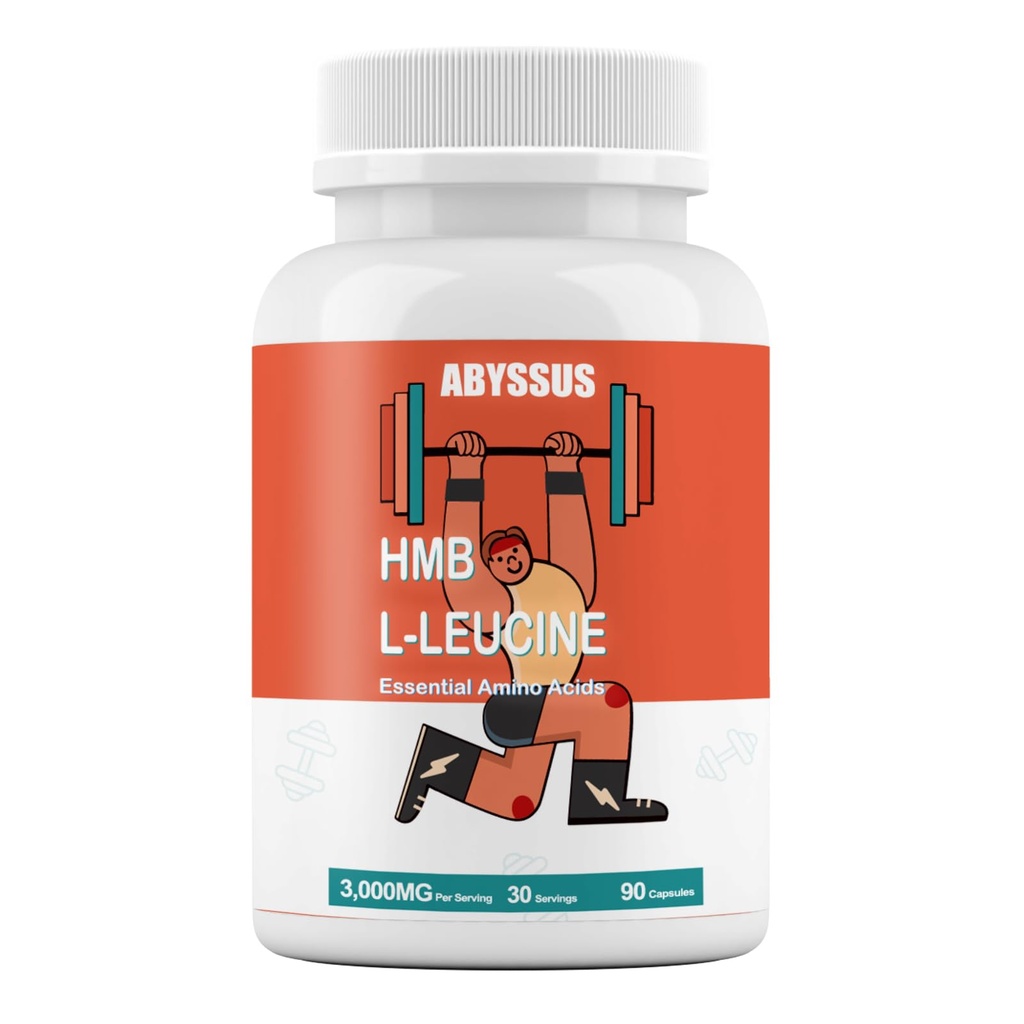 ABYSSUS Leucine HMB Supplements 3000MG for Muscle Health & Recovery Support, Essential Amino Acids for Active Men & Women, Vegan, 90 Capsules