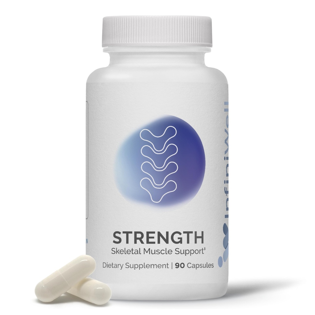 InfiniWell Strength - Muscle Recovery Supplements for Healthy Aging - HMB Supplement for Stamina, Endurance, Strength Gains & Mobility - Nourish Healthy Muscle Mass & Tissue Quality (90 Capsules)