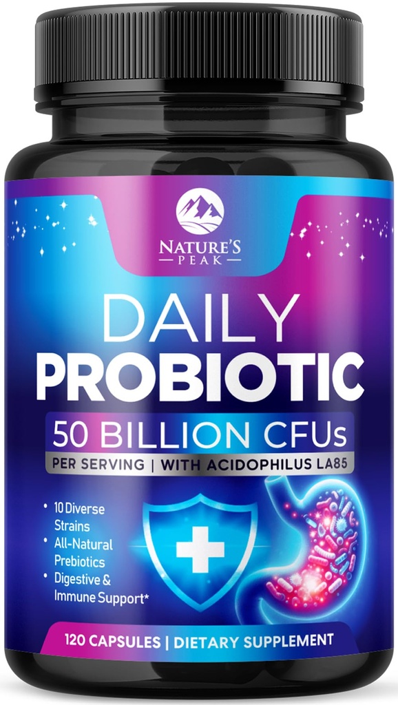 Προβιοτικά 60 Δισεκατομμύρια CFU - 10 Strains + Digestive Enzymes & Prebiotics - Best Probiotic for Women & Men, Supports Immune, Gut Health, Occasional Constipation, Diarrhea, Gas & Bloating - 120 Κάψουλες
