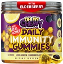 OH MY CHEWY Elderberry Gummies Immunity Support - Real Honey and Lemon Immune Supplement for Kids & Teens with Vitamin C, Echinacea, and Zinc - 60 CT