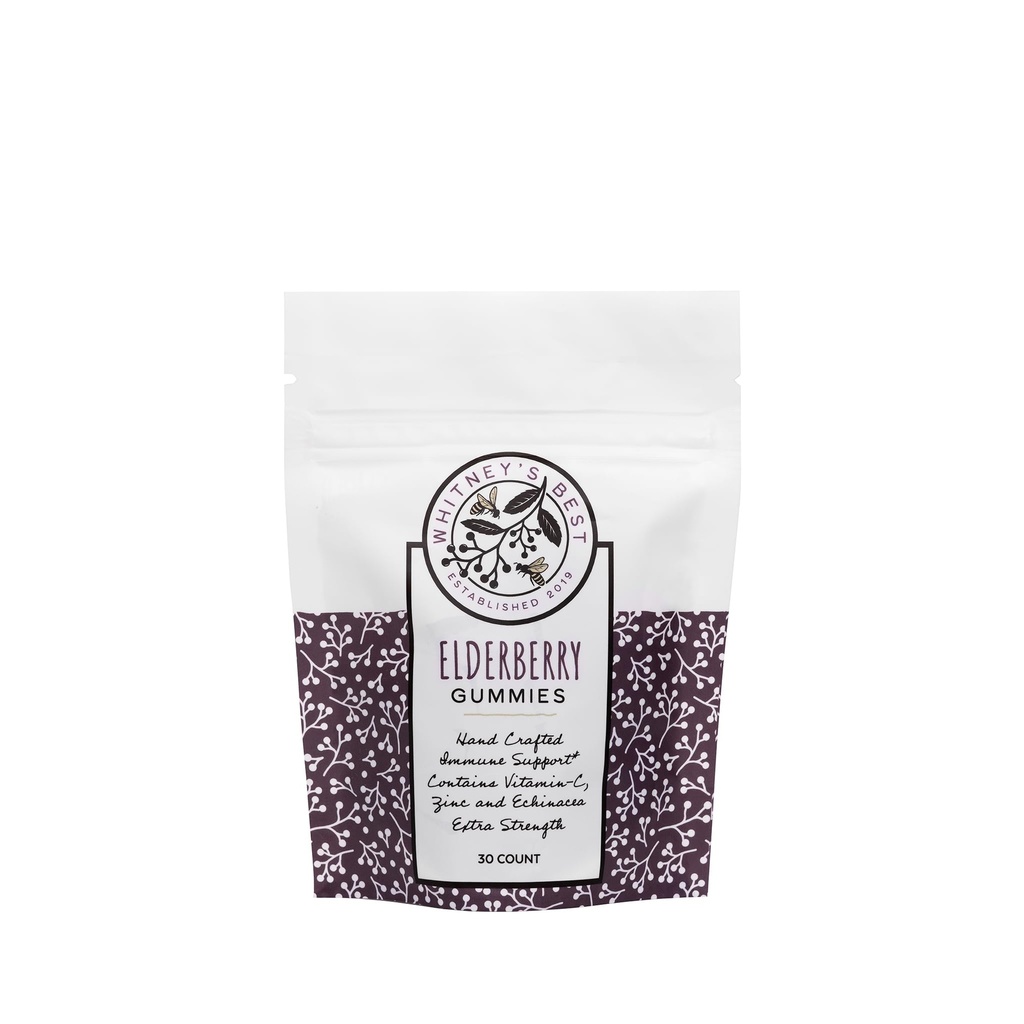 Whitney's Best Elderberry Gummies 30ct – Immune Support with Vitamin C, Zinc & Echinacea – for Adults & Kids, No Preservatives, Dyes or Gelatins, Vegan