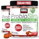 Force Factor ProbioSlim Apple Cider Vinegar Gummies, Keto ACV Gummies with LactoSpore Probiotics & Prebiotics to Support Digestion, Metabolism & Immune Health, 1 Net Carb, Organic, Apple Flavor, 240ct