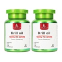 2 Μπουκάλια Έλαιο κριλ Ανταρκτικής 1000 mg με Omega-3s EPA, DHA, Ασταξανθίνη και φωσφολιπίδια 60 Συμπλήρωμα Softgels Όχι Ψαρική Επίγευση για την κοινή, καρδιά, εγκέφαλο και ανοσία - 120 Softgels