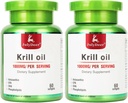 2 Bottles Antarctic Krill Oil 1000 mg with Omega-3s EPA, DHA, Astaxanthin and Phospholipids 60 Softgels Supplement No Fishy Aftertaste for Joint, Heart, Brain and Immunity - 120 Softgels